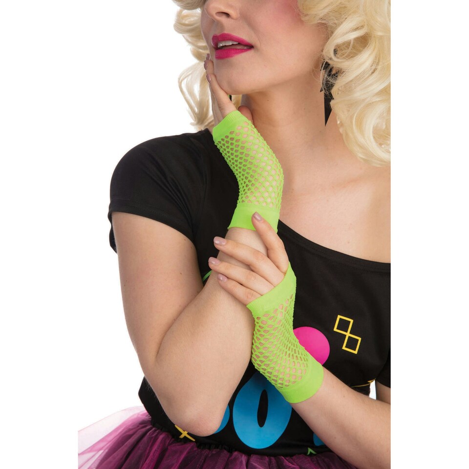 image 1 of Bristol Novelty Unisex Adults Short Fishnet Gloves (1 Pair) - Neon Green - One Size
