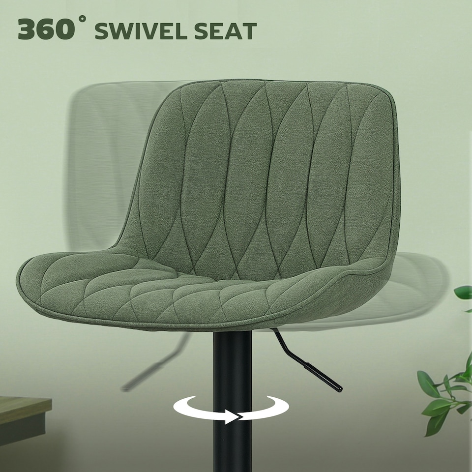 image 1 of HOMCOM Bar Stools Set of 2, Modern Armless Bar Chairs Green