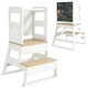 image 1 of AIYAPLAY 2 in 1 Toddler Tower w/ Chalkboard, Safety Rail, for Kitchen, Sink 