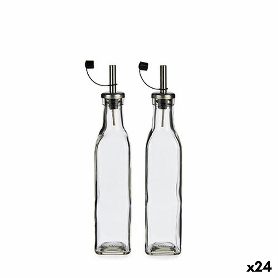 image 1 of Oil and Vinegar Set Vivalto WJ7069-M Transparent Metal Glass Crystal Plastic 300 ml (24 Units) N/A