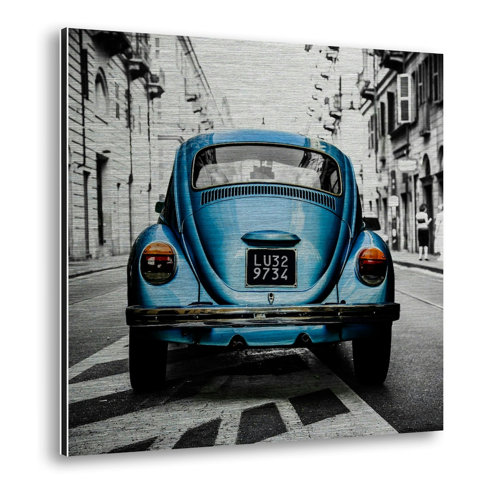 image 1 of Metal Art City Car Brushed Aluminium Print