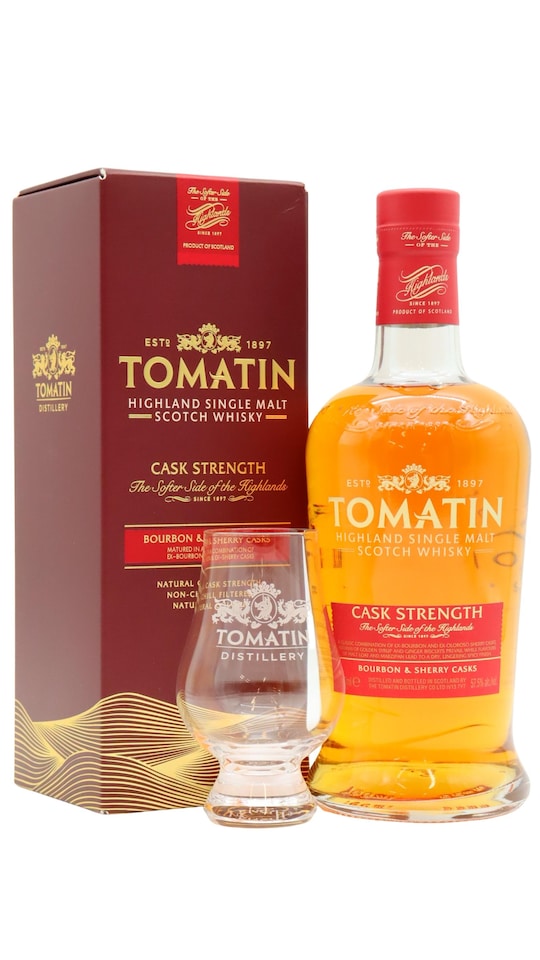 Tomatin Cask Strength Highland Single Malt Scotch Whisky Includes Glencairn Glass