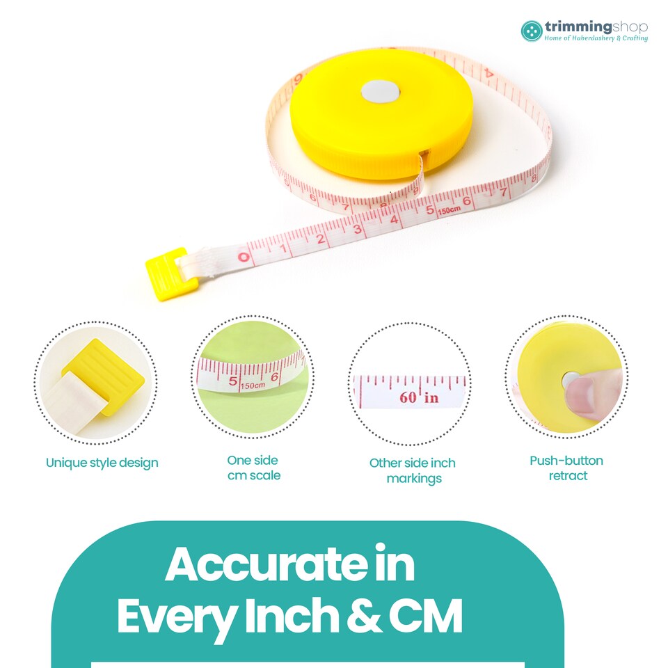 image 1 of 150cm Retractable Measuring Tape, Dual Sided Soft Round Design