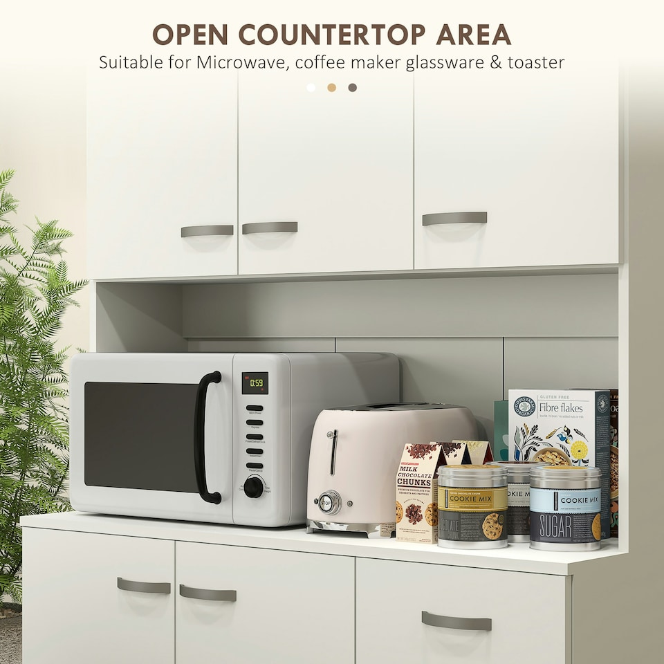 image 1 of HOMCOM Freestanding Kitchen Cupboard, Storage Cabinet with Doors Cream White