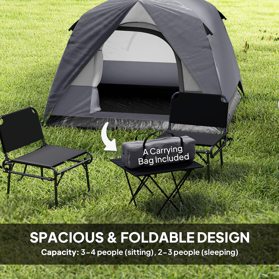 image 1 of Outsunny 3-4 Person Camping Tent Easy Set Up, Waterproof Tent, Dark Grey