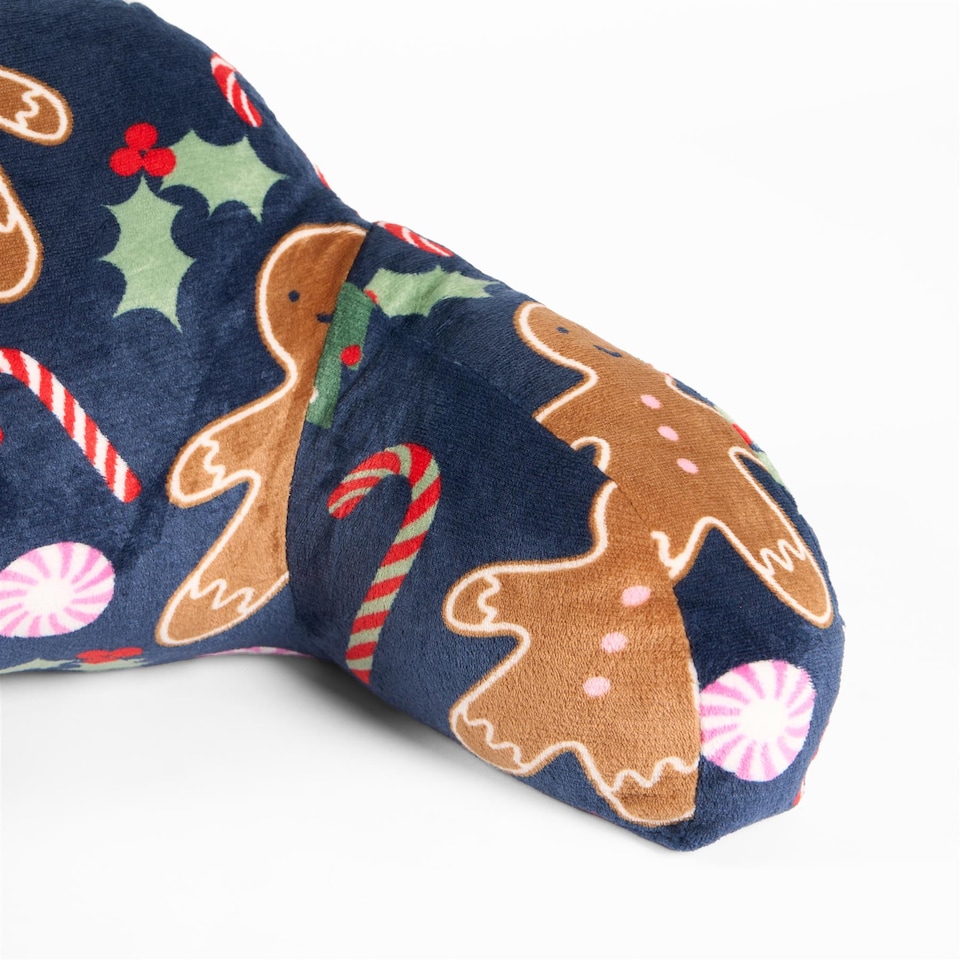 image 1 of OHS Gingerbread Cuddle Cushion Soft Cosy Fleece Support Pillow | Blue | Navy