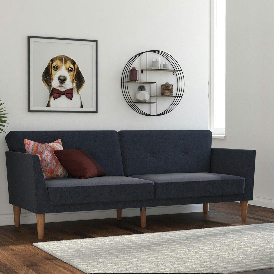 image 1 of Regal 3-Seater Sofa Bed in Blue Fabric | Blue | BLUE | Three Seater