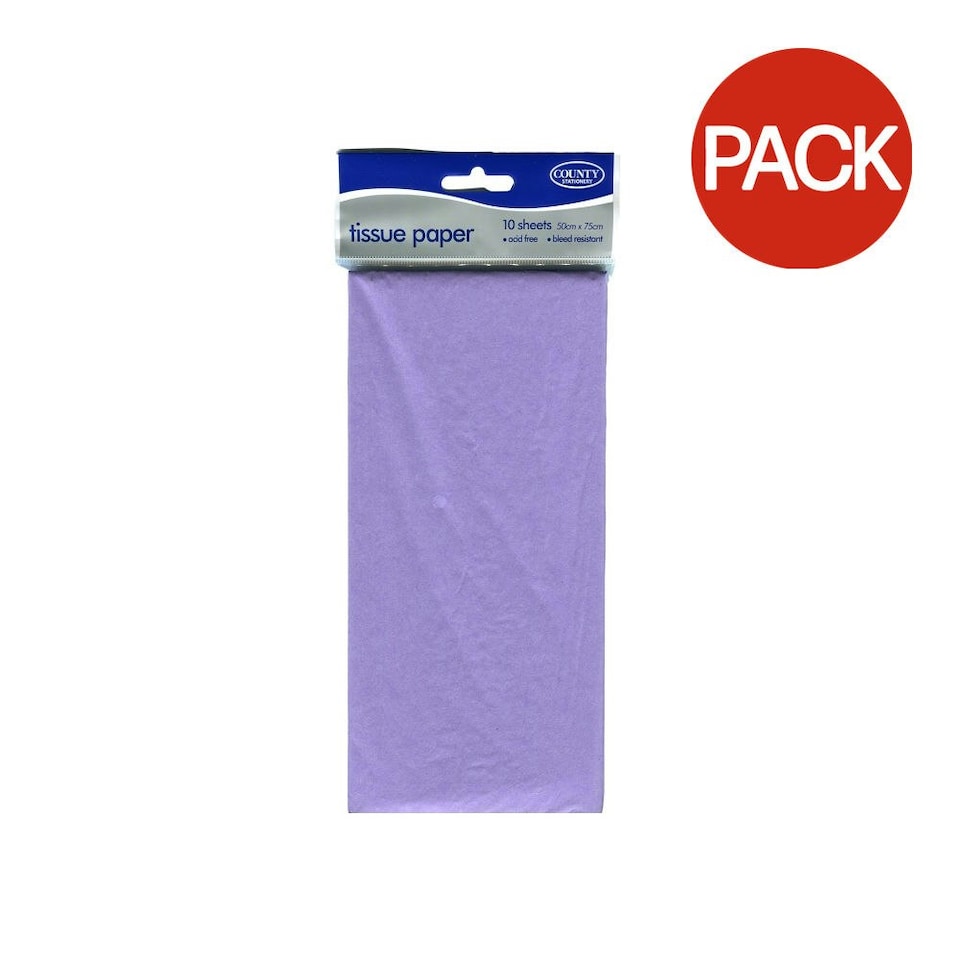 County Stationery Plain Tissue Paper (Pack of 10) - Lilac - One Size
