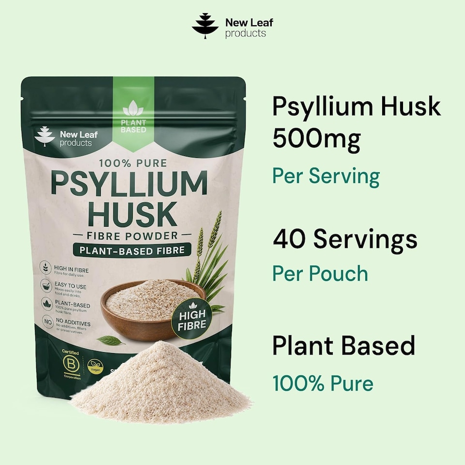 image 1 of New Leaf Psyllium Husk Powder - High Strength 5000mg Fibre Supplement