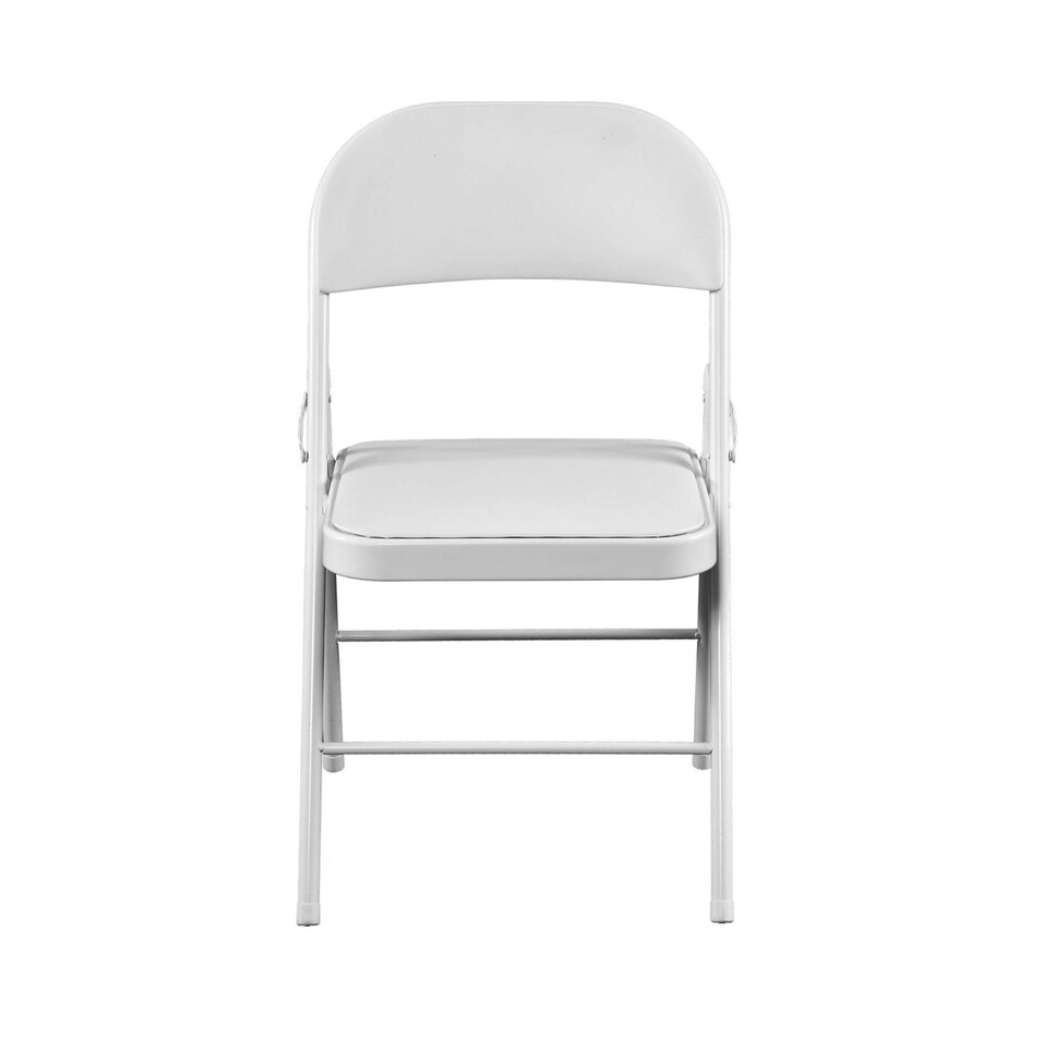 image 1 of Oypla Heavy Duty White Padded Folding Metal Desk Office Chair Seat