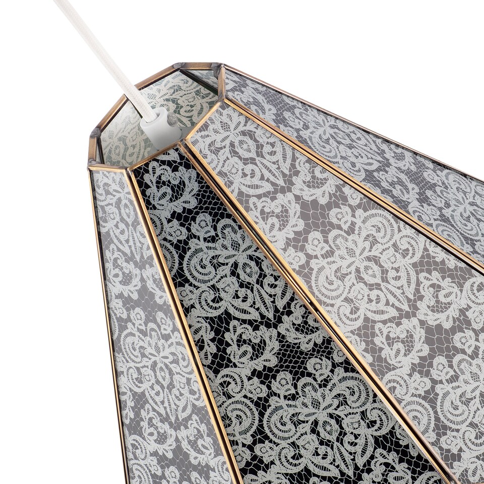 image 1 of Classic Traditional White Floral Glass Pendant Ceiling Lighting Shade