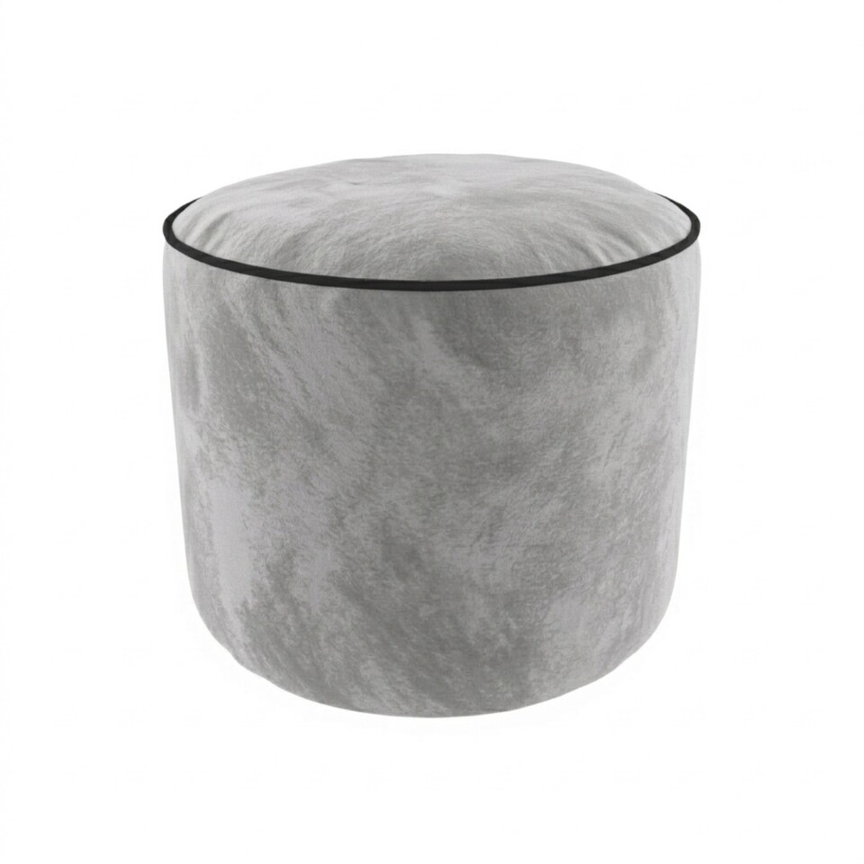 image 1 of Luxury Velvet Round Bean Bag Ottoman Soft Plush Velvet Stool Pouffe | Silver