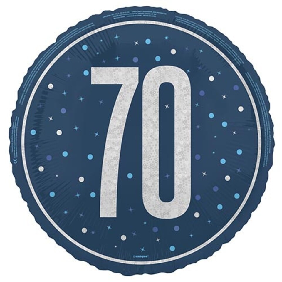 image 1 of Navy Blue Glitz Age 70 Holographic Round Foil Helium Balloon 46cm / 18 in