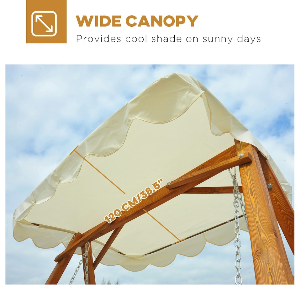 image 1 of Outsunny 2 Seater Wooden Garden Swing Chair Seat Hammock Bench Furniture Lounger