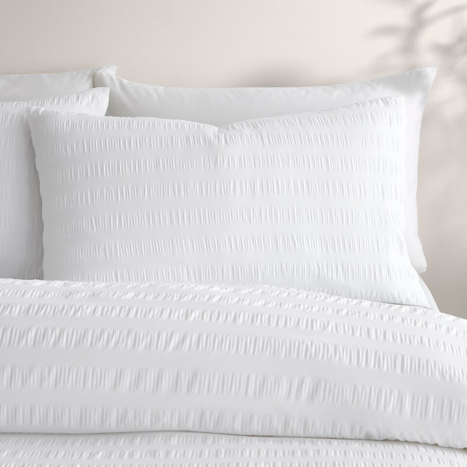 image 1 of Serene Honley Seersucker Duvet Cover Set White