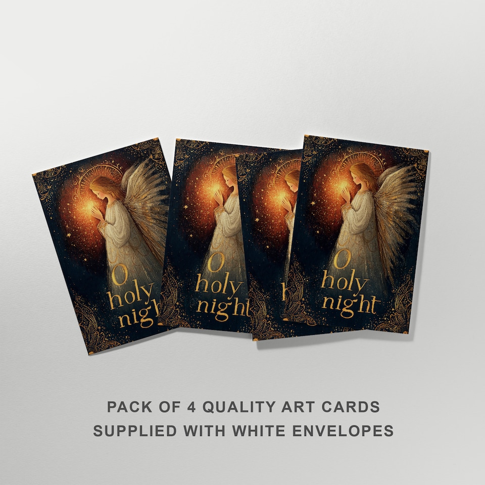 image 1 of Christmas Angel Cards Pack of 4 Holy Night Nativity Festive Greeting Cards