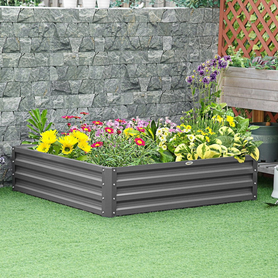image 1 of Outsunny Raised Garden Bed Metal Garden Flower Vegetable Planter