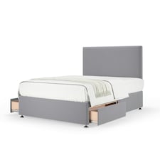Memory Maestro Memory Foam Silver Plush Velvet 2 Drawer Divan Set And Valencia Headboard King Size