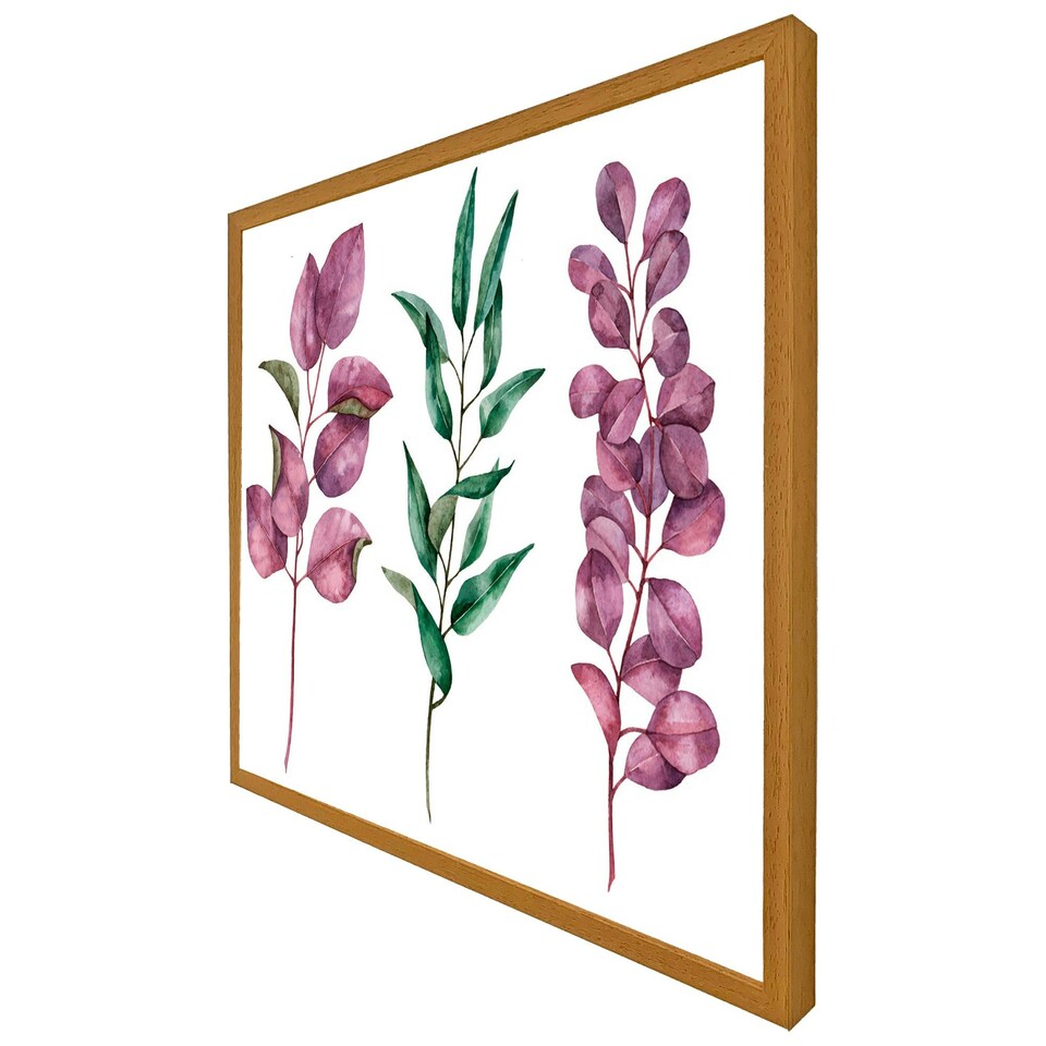 image 1 of Purple & green leaves (Picutre Frame) Brown | Oak | L