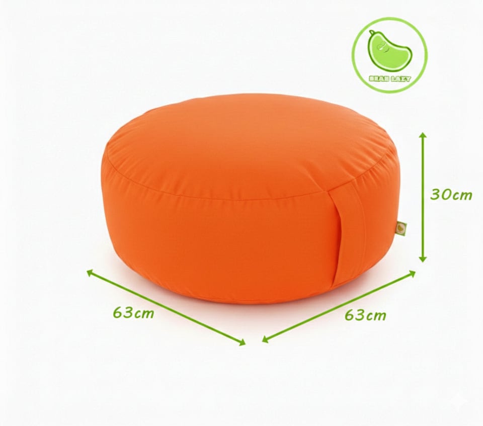 image 1 of Bean Lazy Outdoor Water Resistant Orange Round Pouffe