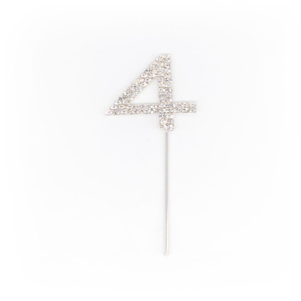 image 1 of Silver Diamond Number 40 Cake Topper Silver