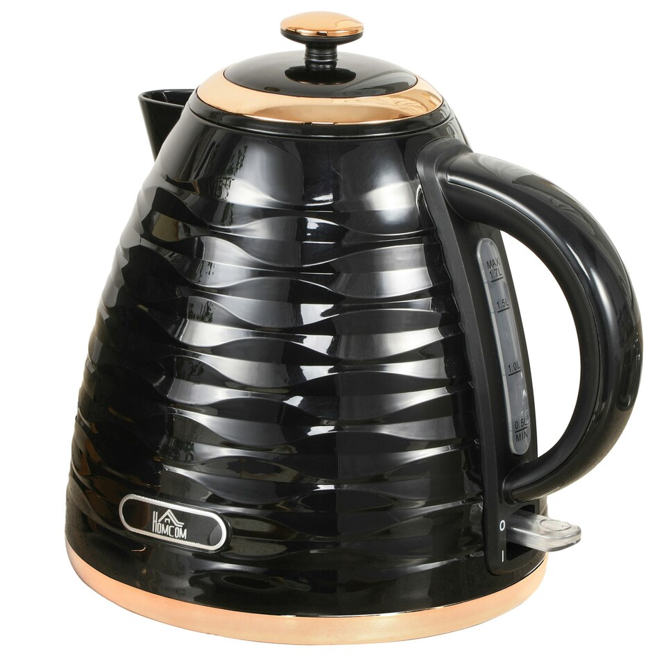 image 1 of HOMCOM Electric Kettle, Fast Boil, 1.7L, 3kW, Swivel, Black Ripple