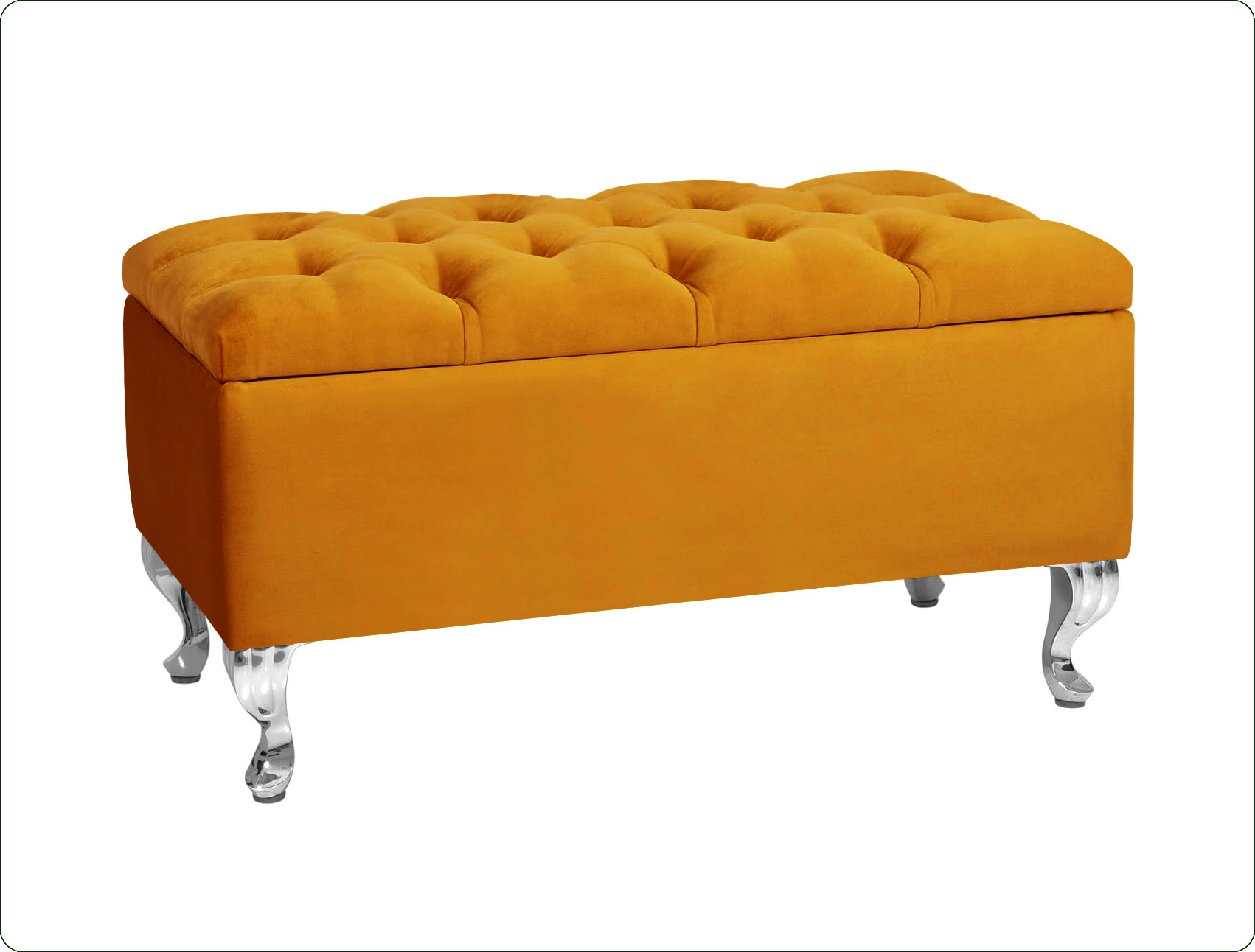 Londona 150cm Chesterfield Ottoman Storage Bench - Plush Velvet Shoe Bench - Burnt Orange Upholstery Footstool with Storage