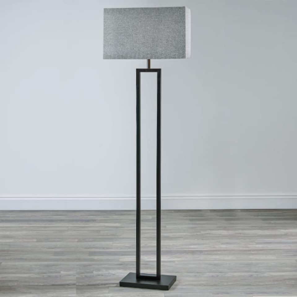 image 1 of Walsten Black Floor Lamp with Grey Shade