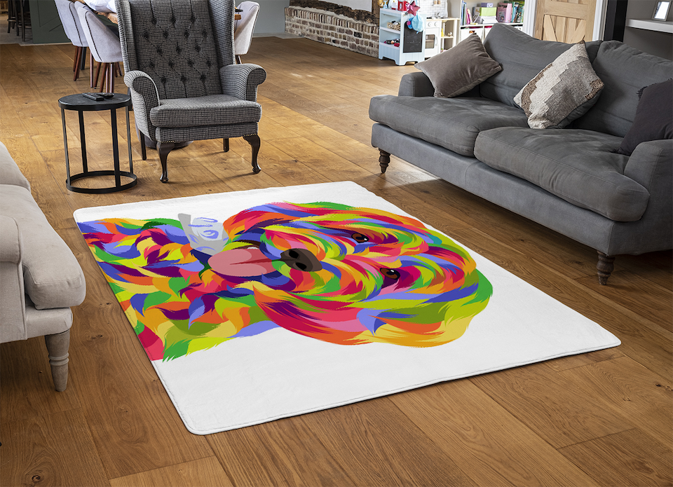 image 1 of Animal Dog Illustration Pop Art Designer Rug | Multi