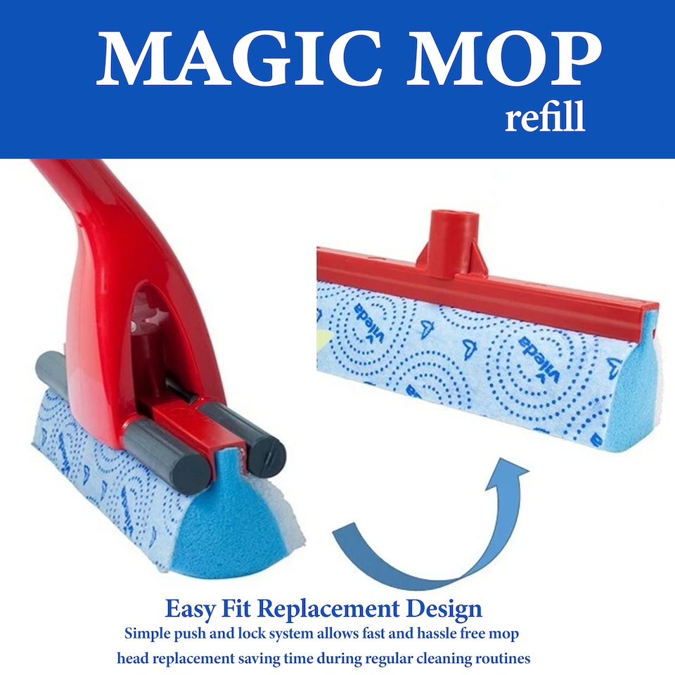 image 1 of Vileda Magic Mop Refill Sponge Floor Cleaning Replacement Head Hard Floors