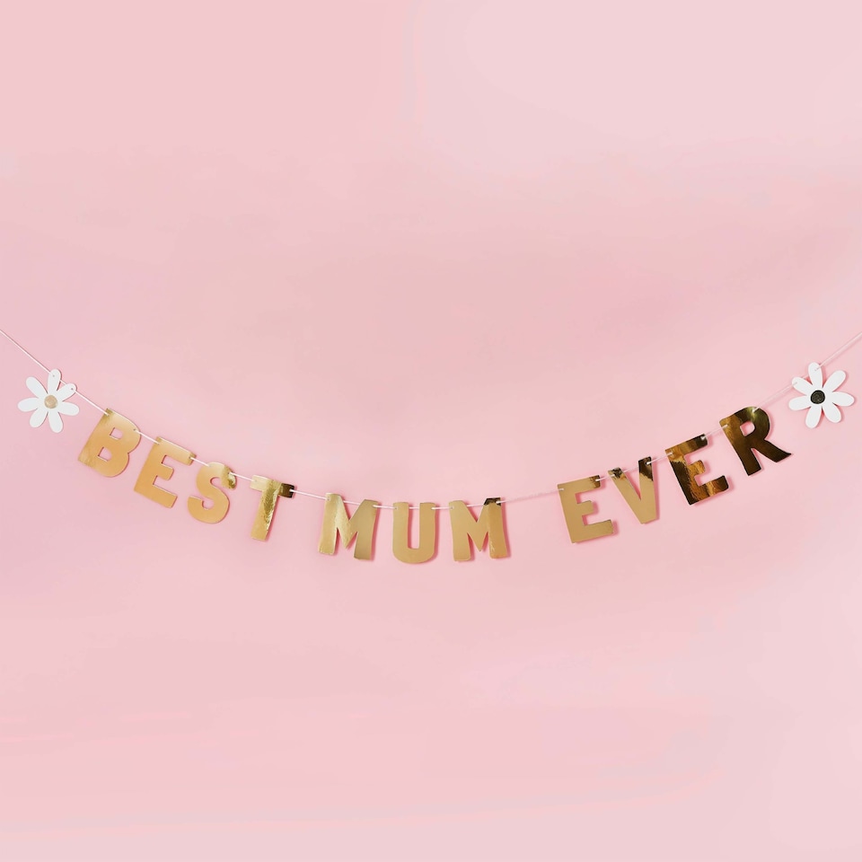 image 1 of Hootyballoo Gold 'Best Mum Ever' Card Banner 2m