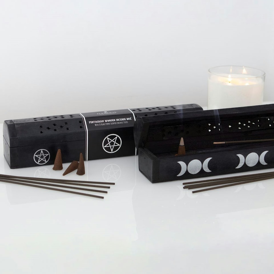 image 1 of Elements Black Pepper Pentagram Wooden Incense Gift Set - Black/White - One Size