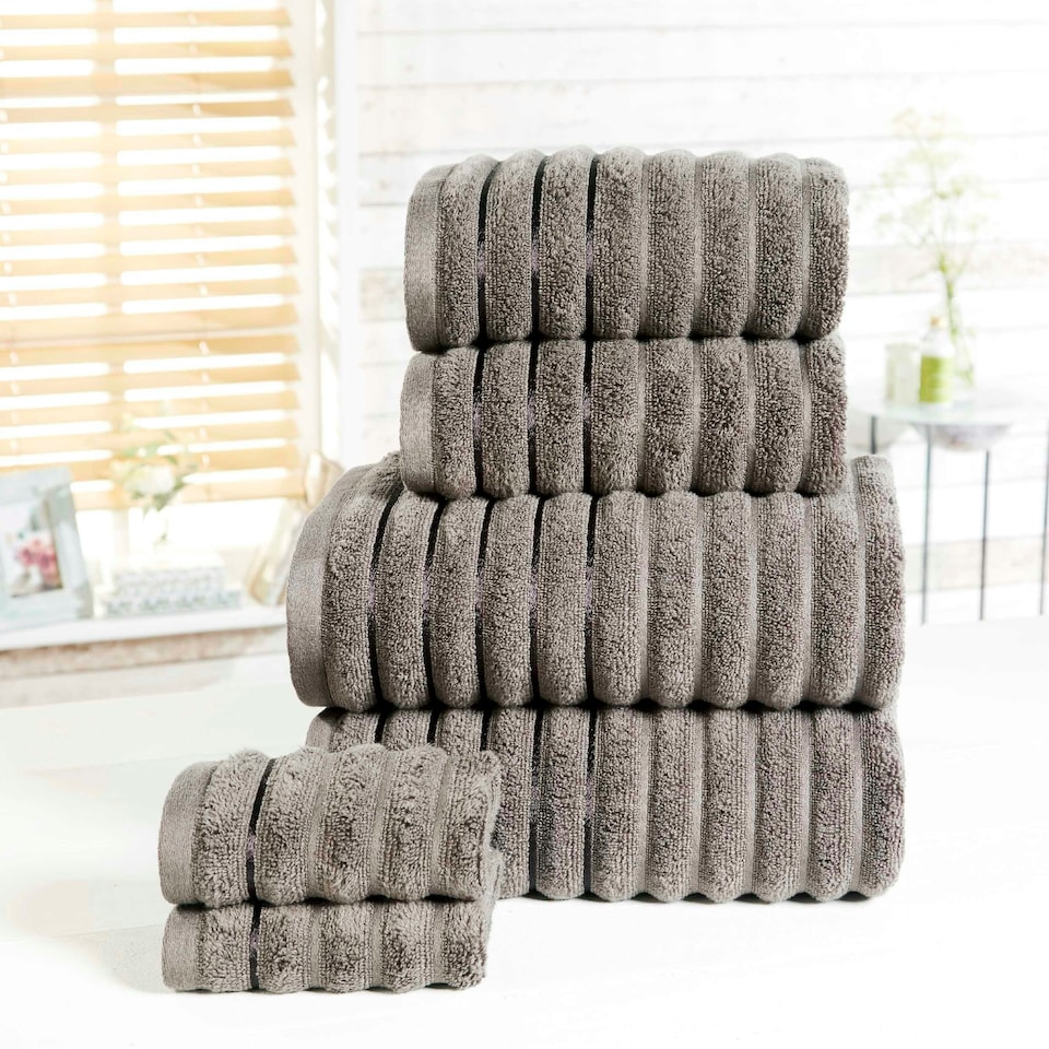 image 1 of Ribbed Pure Cotton Bath Towels Super Soft and Absorbant Grey | Bath towel