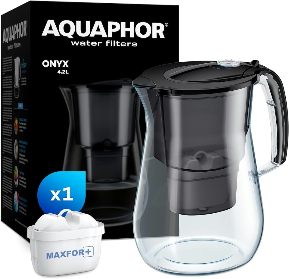 image 1 of AQUAPHOR 4.2 Litre Onyx Water Filter Jug in Black with 1 x Maxfor+ filter