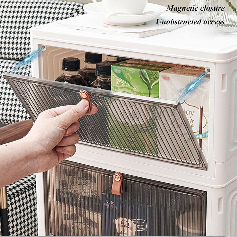 image 1 of Plastic Storage Drawer Tower Unit with Wheels – 3 Tier Multipurpose Organizer for Home & Office