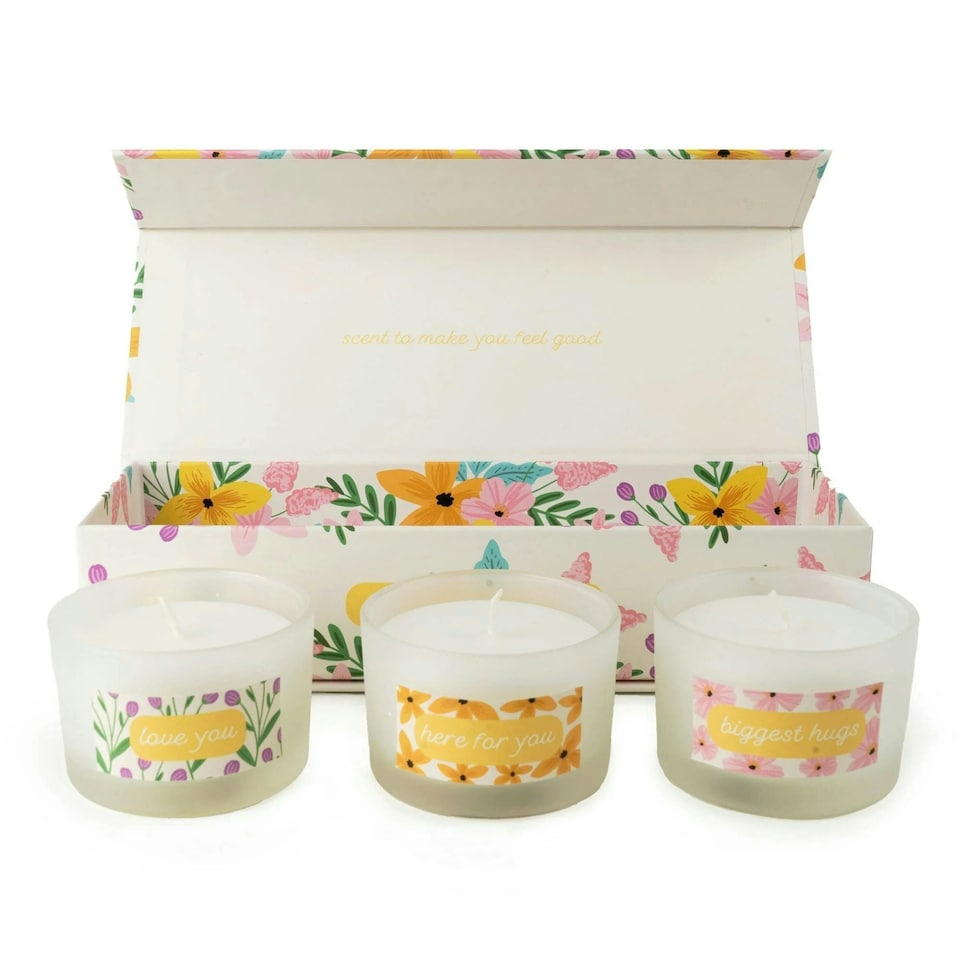 image 1 of Candlelight Set of 3 Candles Gift Box Floral Hugs | Multi | One Size | 1