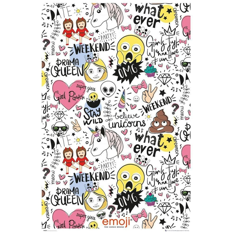 Emoji Millennials Poster - White/Pink/Yellow - One Size