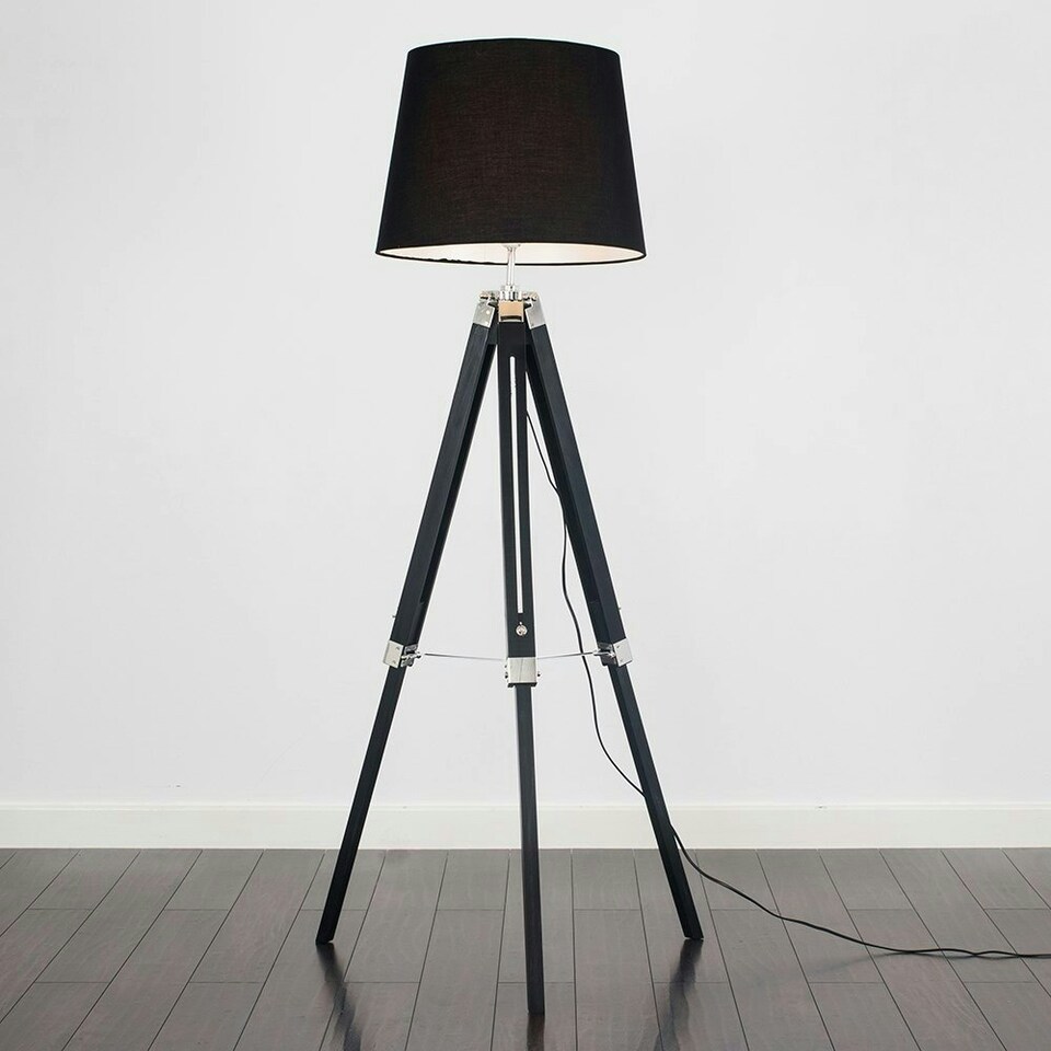 image 1 of ValueLights Clipper Tripod Black Floor Lamp