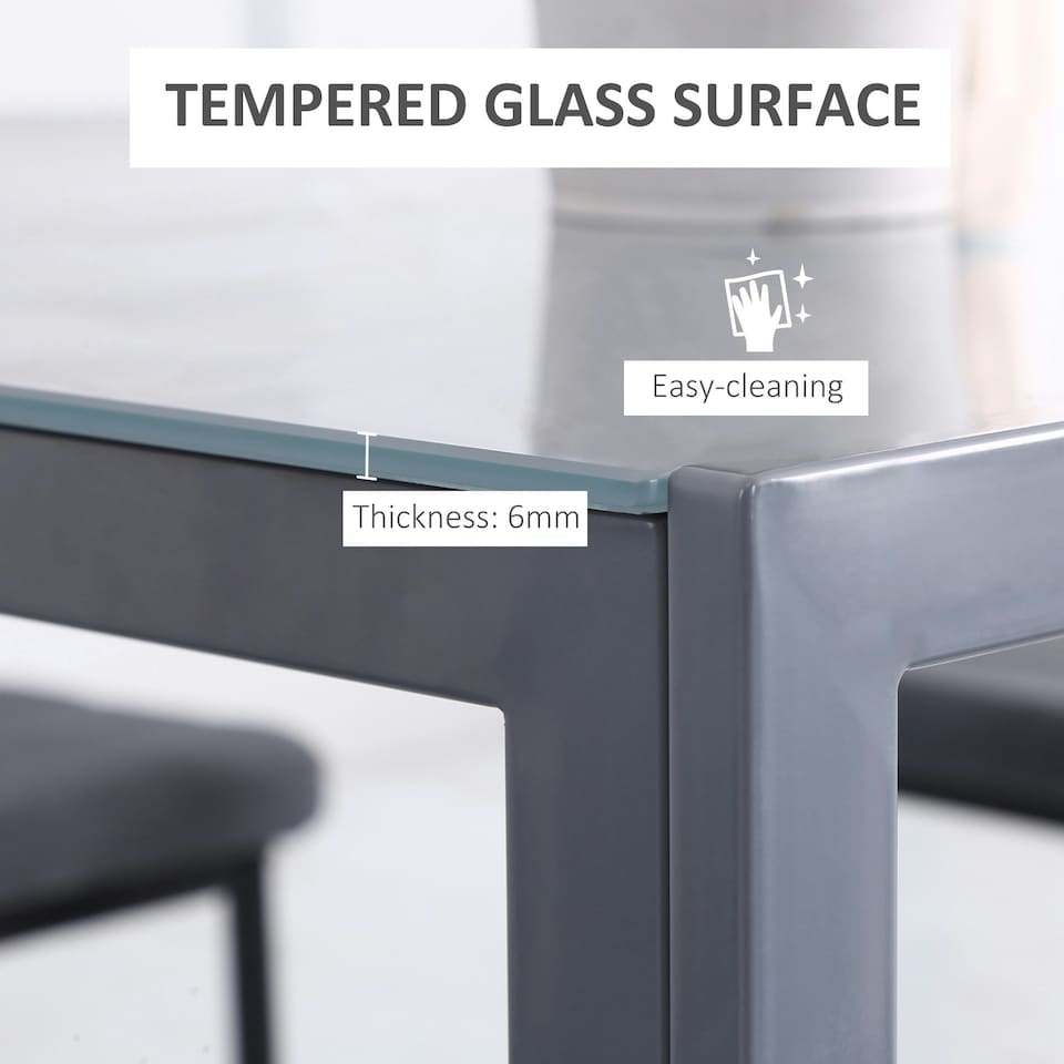 image 1 of HOMCOM Modern Square Dining Table with Tempered Glass Top Metal Legs for Kitchen