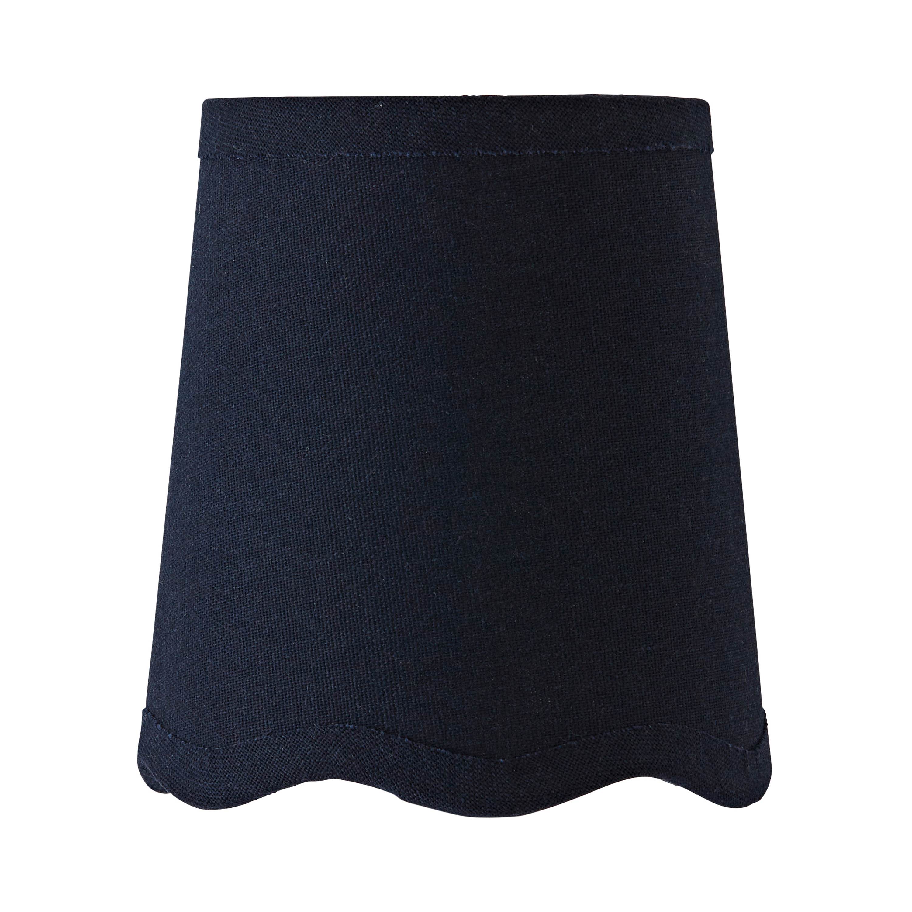 ValueLights Mabel Linen Mini 10cm Scallop Edge with Trim Ceiling Light Lamp Shade in Navy
