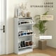 image 3 of HOMCOM Narrow Shoe Cabinet with 3 Flip Drawers for 18 Pairs of Shoes White