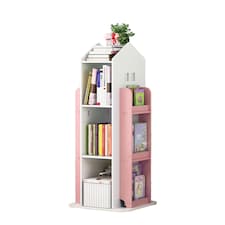 Neo House Shaped 360° Rotating Kid's Children's Freestanding Bookshelf | Pink | Pink