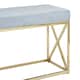 image 5 of Luxe Powder Blue Velvet And Gold Bench, Stylish Garden Bench For Outdoor, Accent Dining Bench For Diningroom Blue