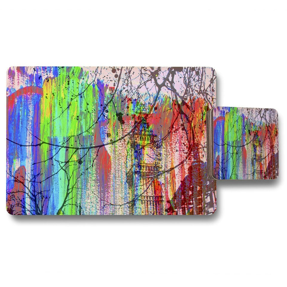 image 1 of BIG BEN AND TREES PAINTED (Placemat & Coaster Set)