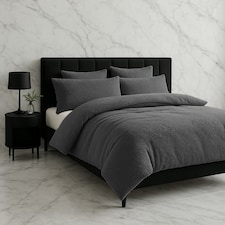Teddy Bear Fleece Soft Cosy Duvet Cover + Pillow Case Set Grey | Single