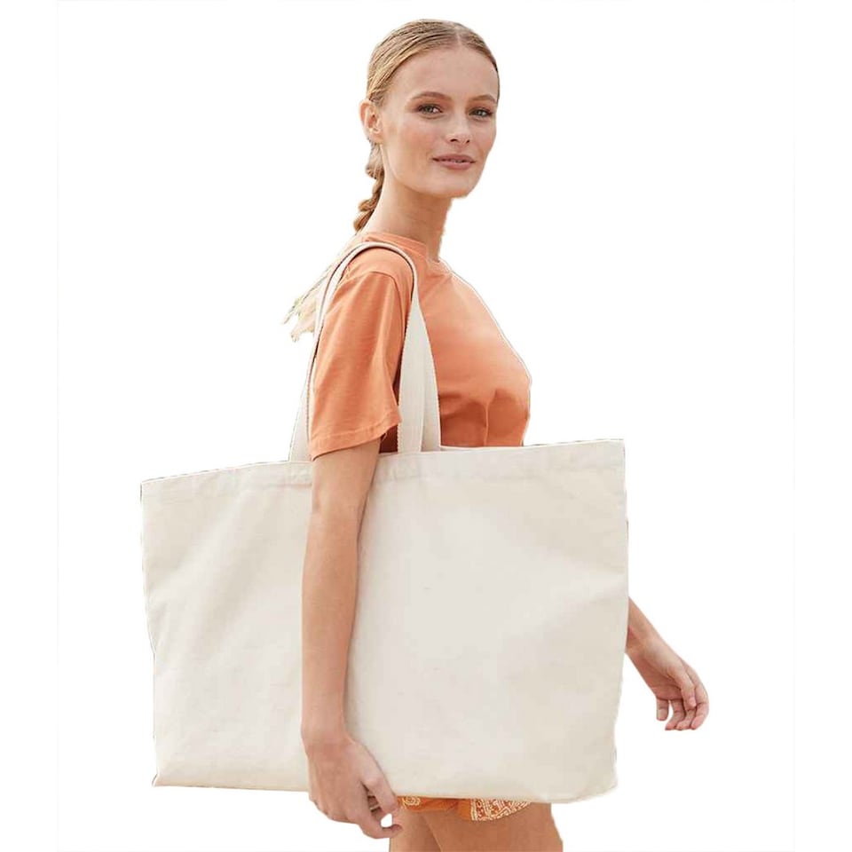 image 1 of Westford Mill Canvas Oversized Tote Bag | Multi | Natural | 1