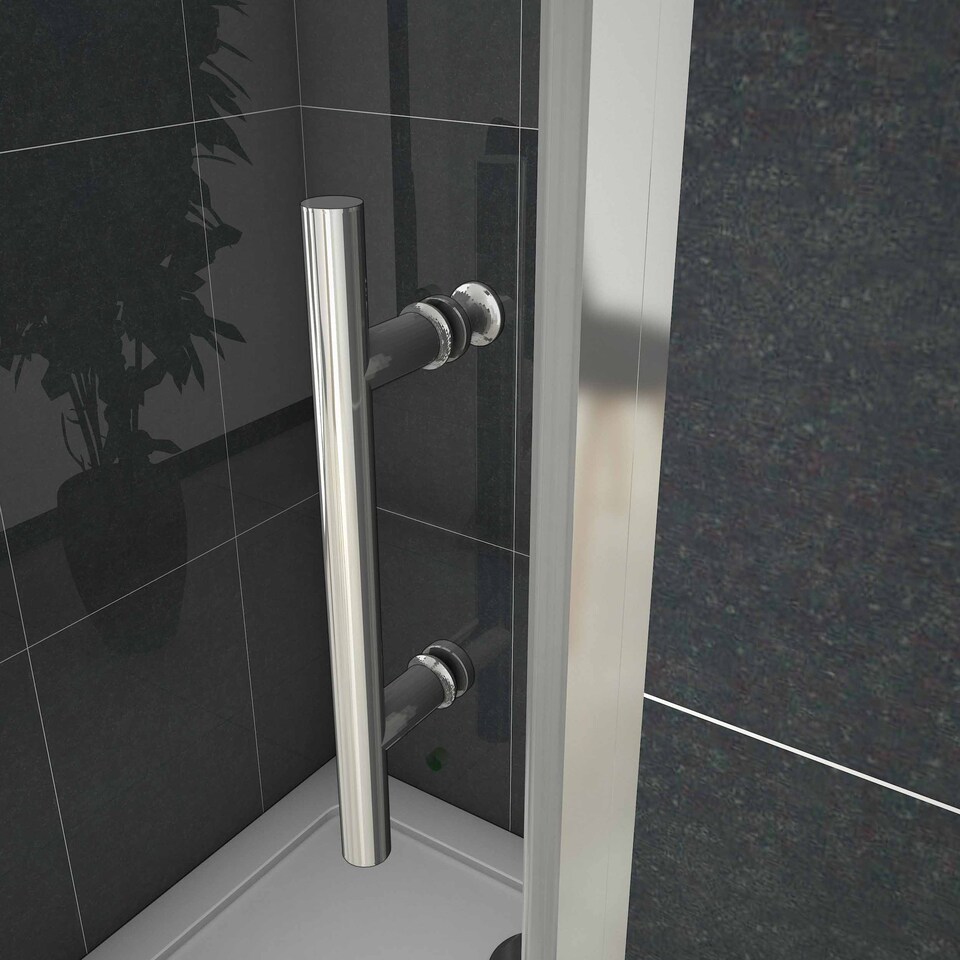 image 1 of Aica Bathrooms 900x1850mm Chrome Frame Pivot Door Shower Enclosure Glass Screen Cubicle | Chrome