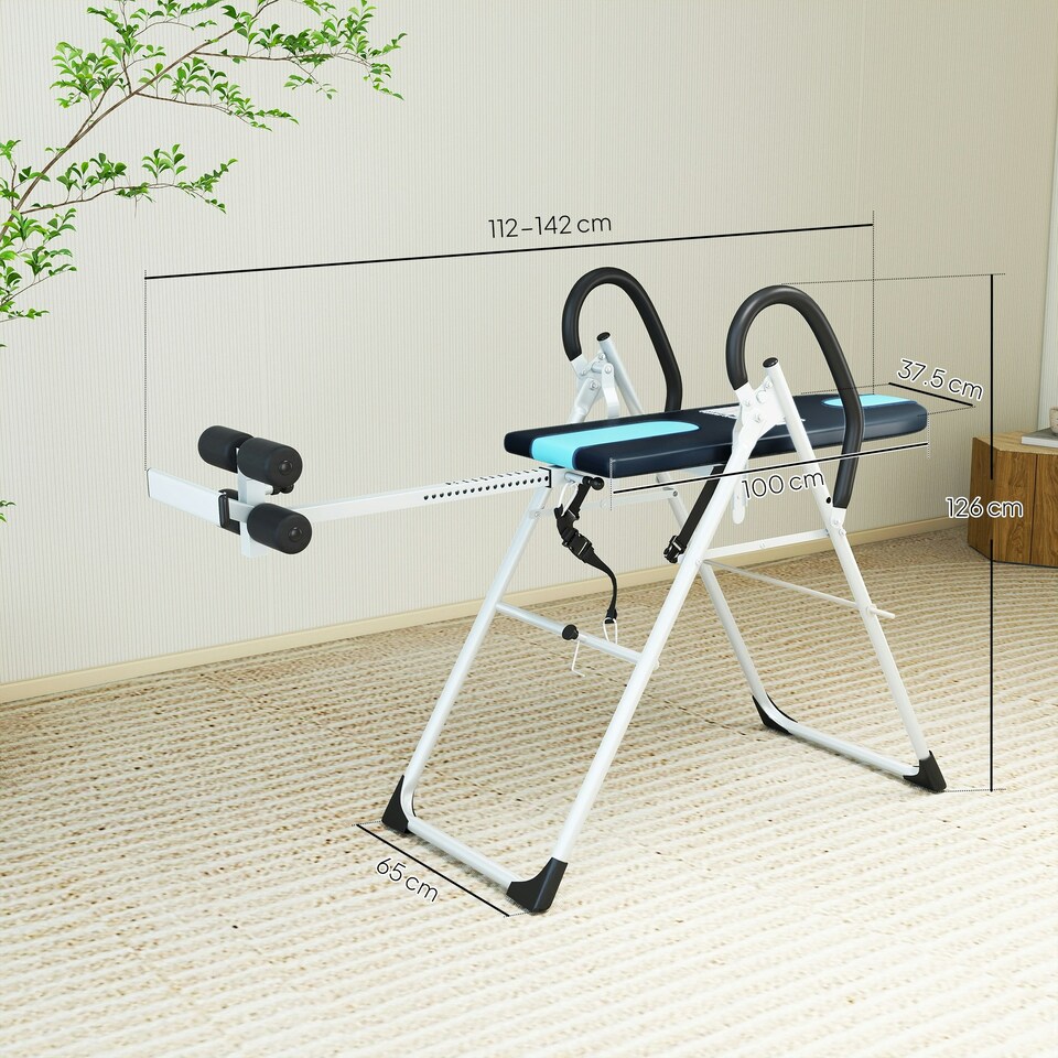 image 1 of HOMCOM Foldable Therapy Gravity Inversion Table AB Exercise Bench Home Fitness
