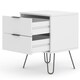 image 7 of Augusta 2 Drawer Bedside Table - Modern Industrial Style Nightstand for Bedrooms | White | White | One Size | 1