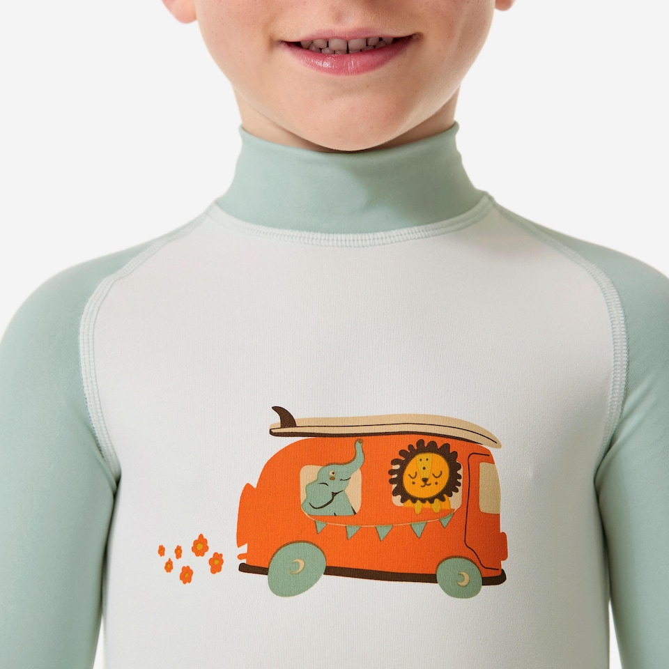 image 1 of Decathlon Baby/Kids’ Long-Sleeve UV-Protection Swimming Suit Blue Print